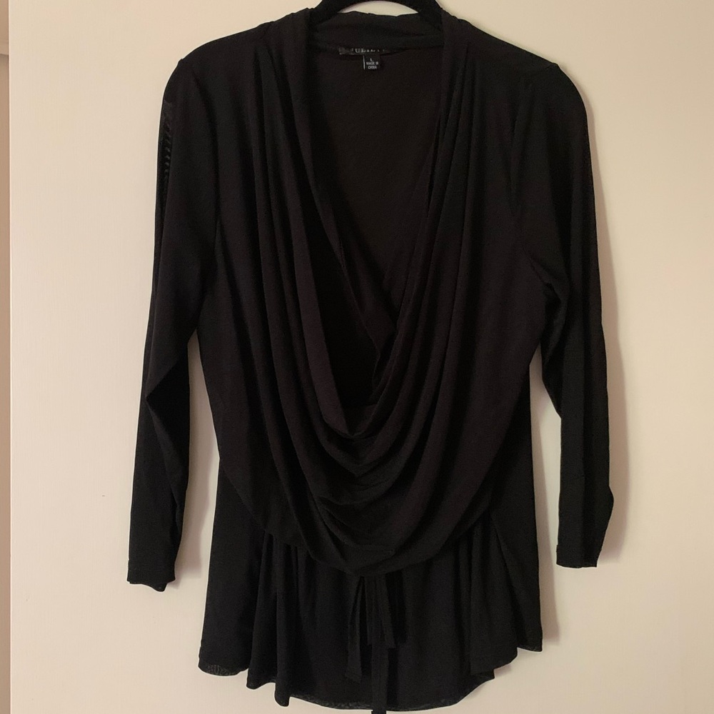 Feminine and drapey black blouse